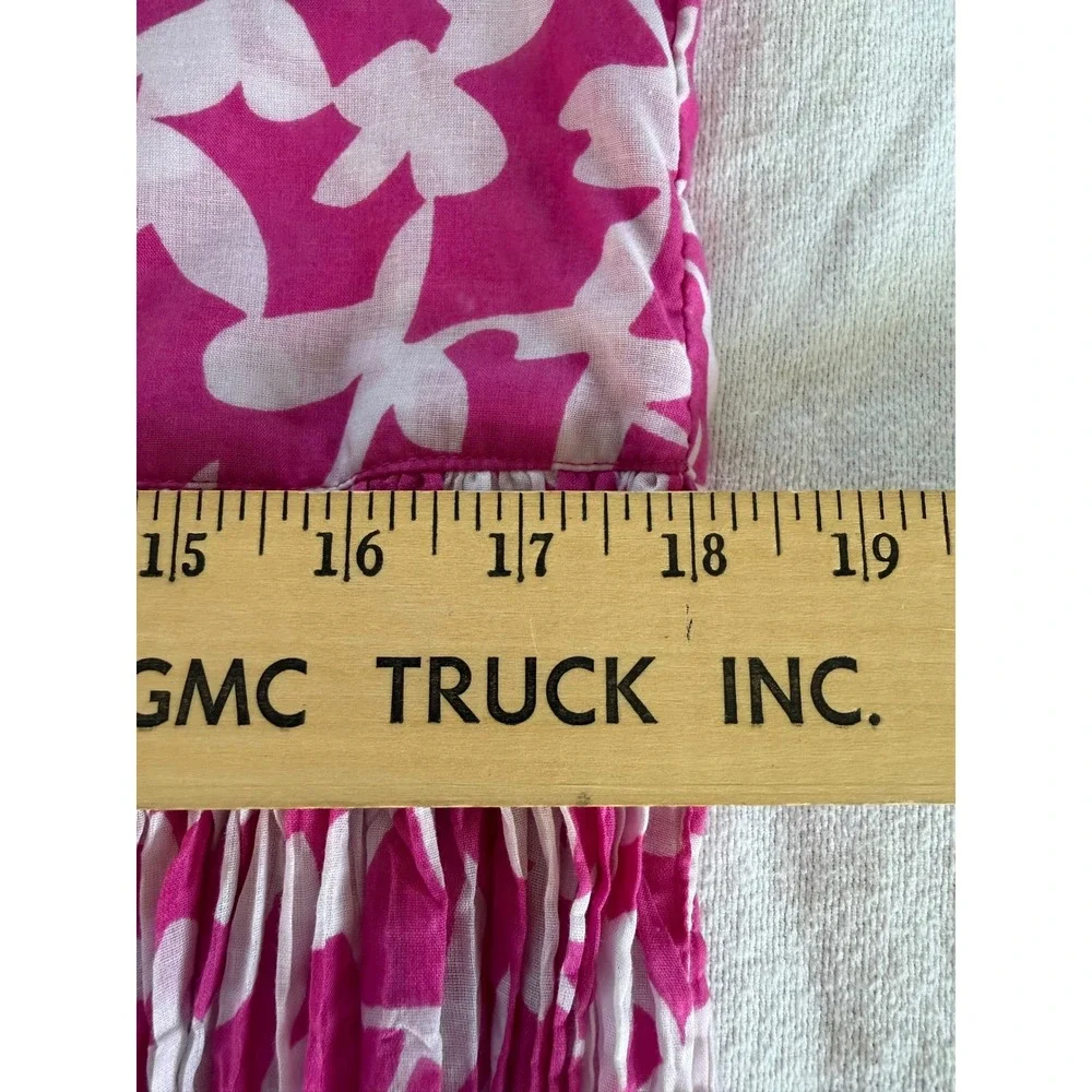 VTG Naqui Pink Floral Pleated Midi Dress O/S Boho Cottagecore Button Back - Picture 5 of 8